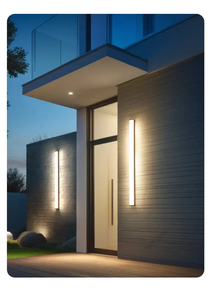 Modern minimalist black long strip led wall light outdoor sconce