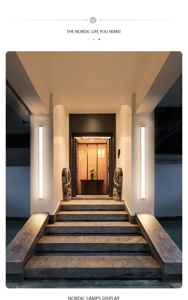 Modern minimalist black long strip led wall light outdoor sconce