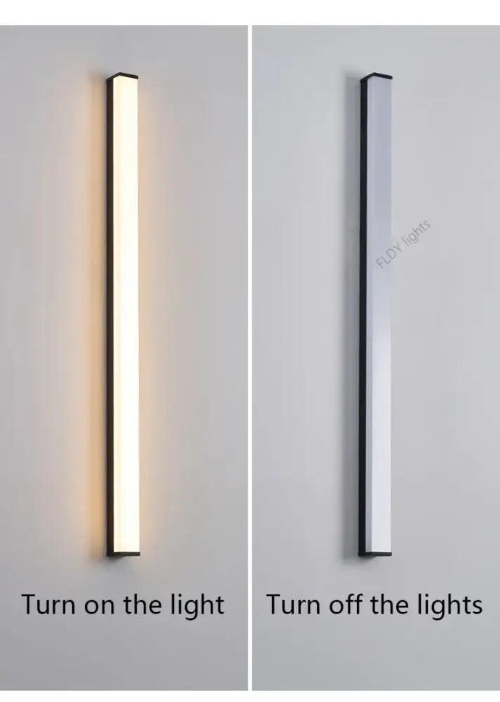Modern minimalist black long strip led wall light outdoor sconce