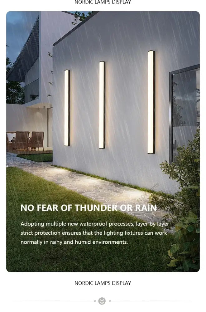 Modern minimalist black long strip led wall light outdoor sconce