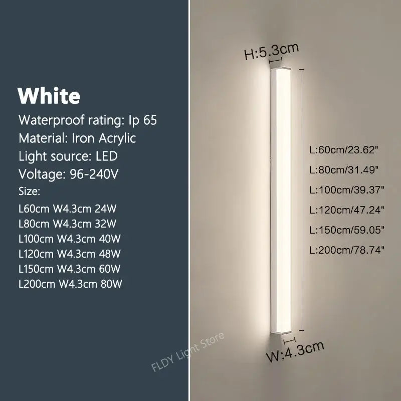 Modern minimalist black long strip led wall light outdoor sconce