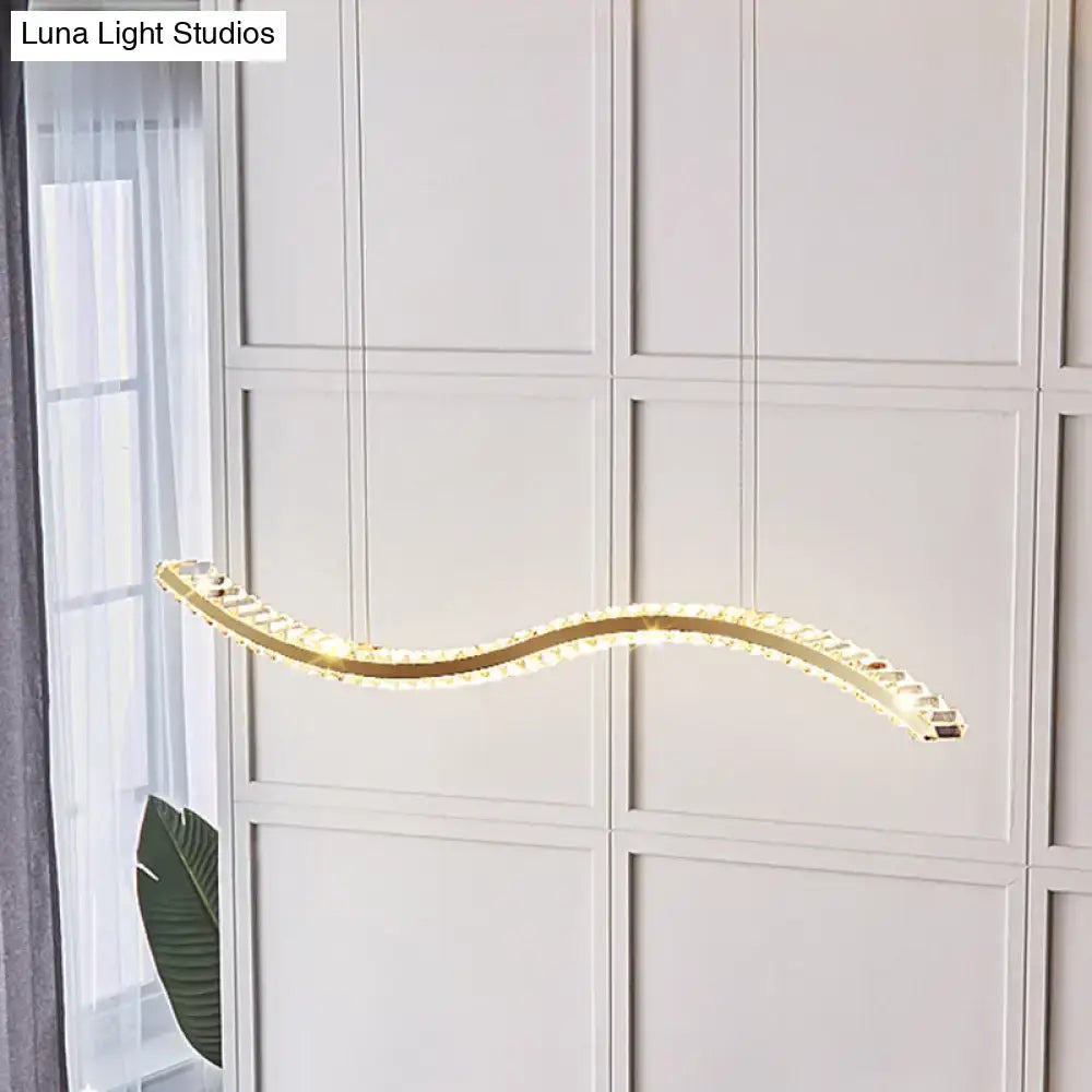 Modern gold wavy k9 crystal pendant light for dining room