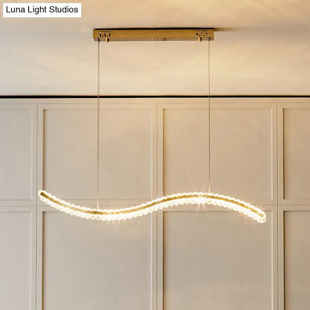 Modern gold wavy k9 crystal pendant light for dining room