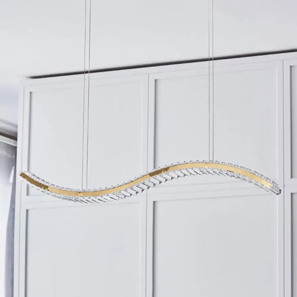 Modern gold wavy k9 crystal pendant light for dining room