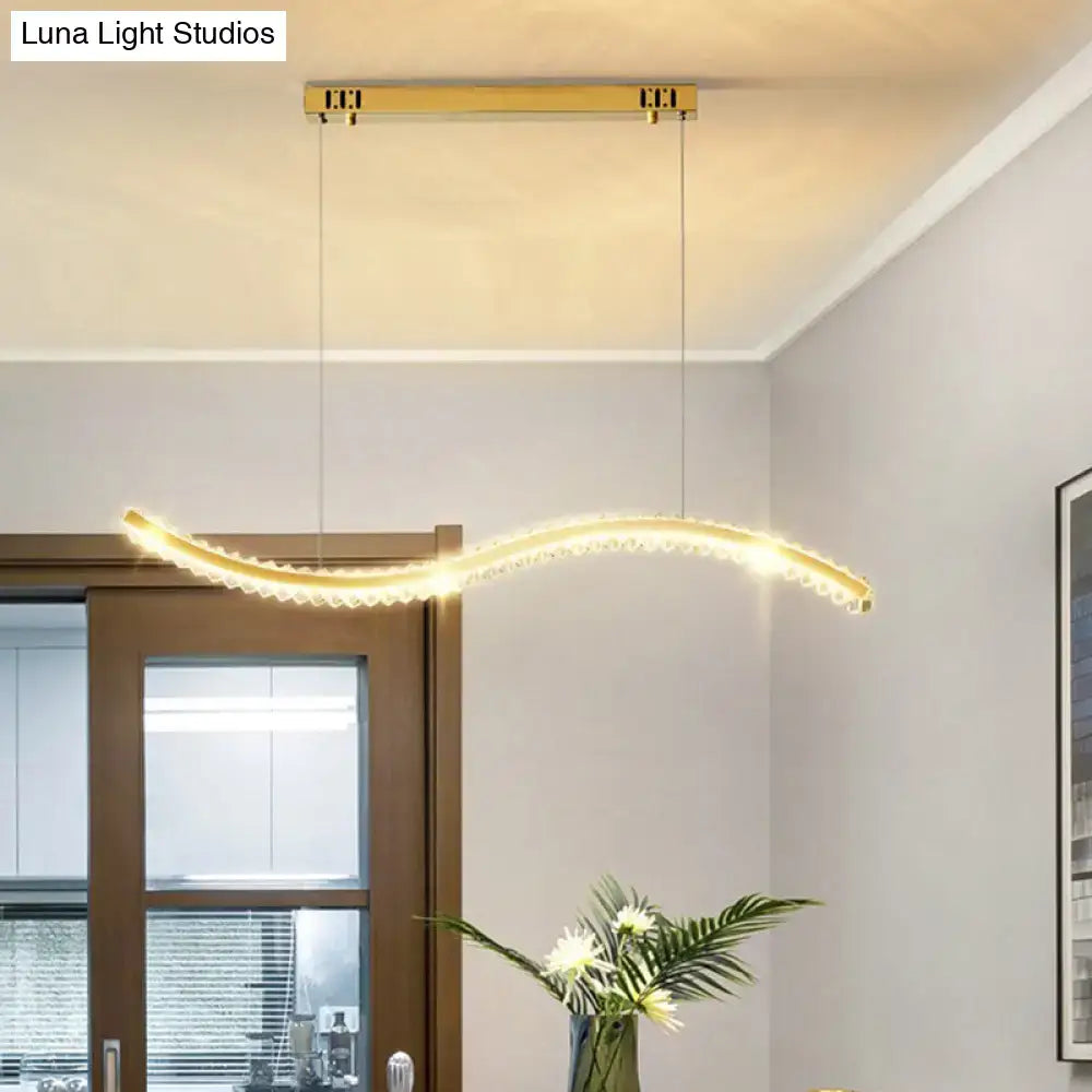Modern gold wavy k9 crystal pendant light for dining room