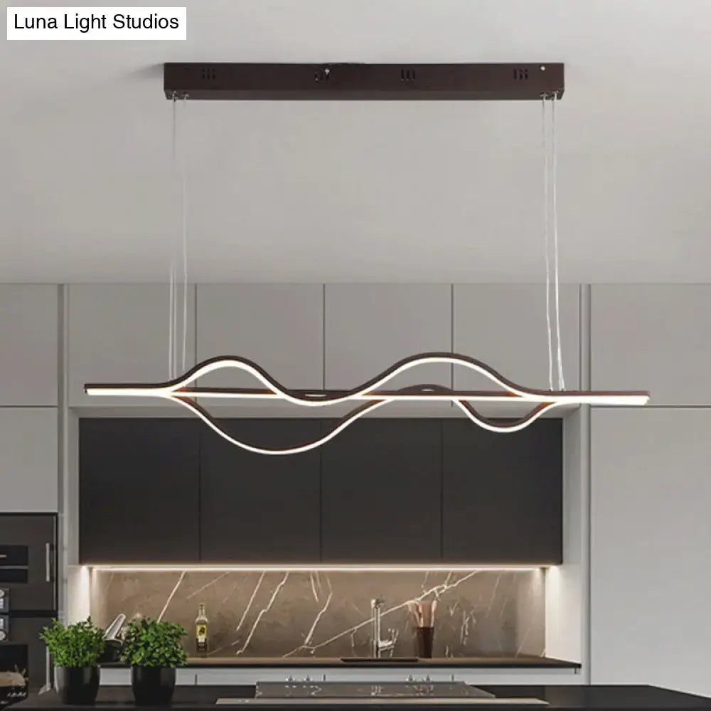 Modern bronze decorbites wavy linear island light for kitchen 110v-120v