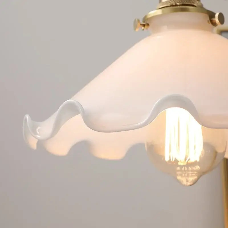 Vintage walnut and white glass led pendant light kitchen lighting