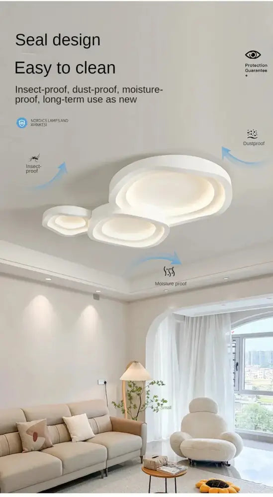Modern white cloud led ceiling lamps bedroom soft glow light