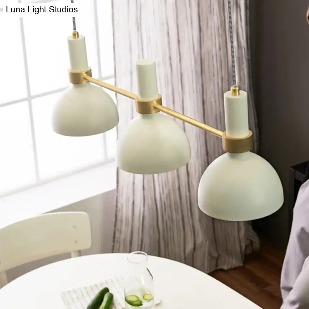 Modern white and gold ceramic island pendant light kitchen 3 downlights