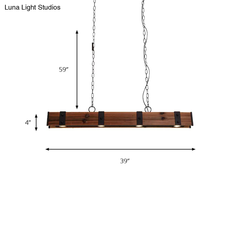 DecorBites™ Wood Beam Down Light Kitchen Island Lighting - Lodge Style with 4 Lights and Chain - Black Finish