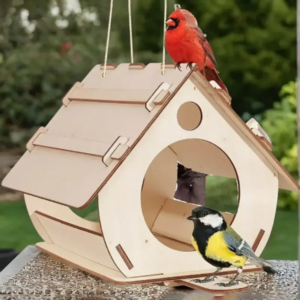 Natural light wood diy bird feeders garden outdoor aviary