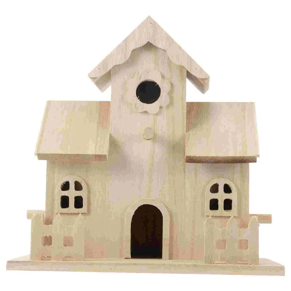 Multi gabled light wood bird nest box garden decor
