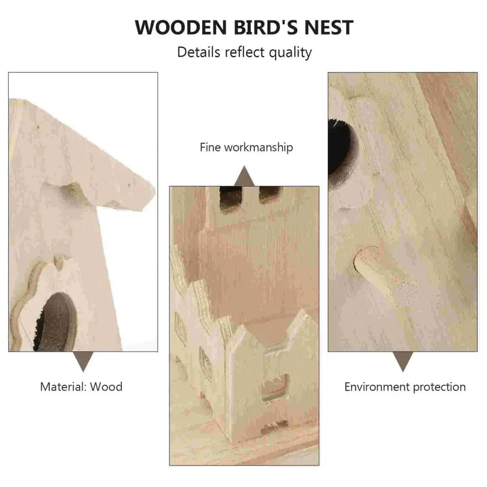 Multi gabled light wood bird nest box garden decor