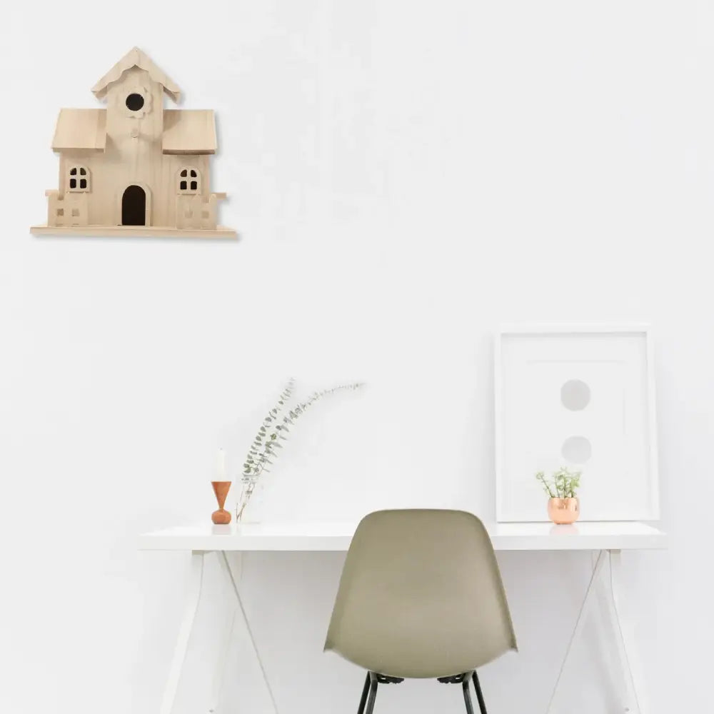 Multi gabled light wood bird nest box garden decor