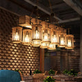 Rustic wood island ceiling light dining room 10 head chandelier