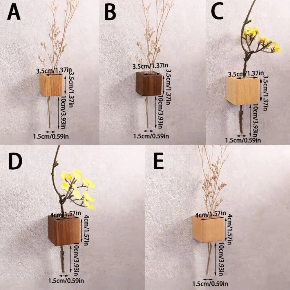 Modern dark wood magnetic test tube vase living room wall decor