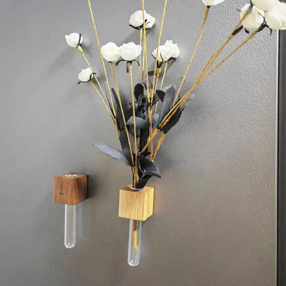 Modern dark wood magnetic test tube vase living room wall decor