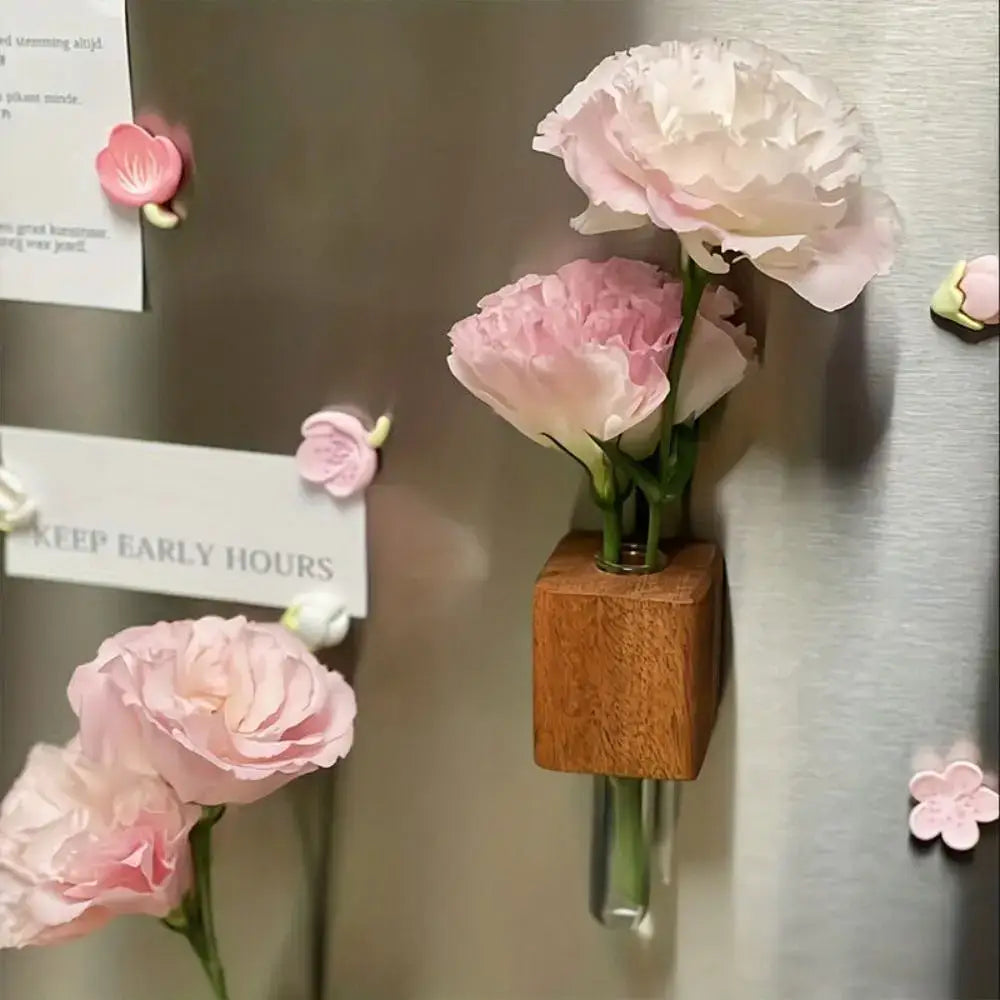 Modern dark wood magnetic test tube vase living room wall decor