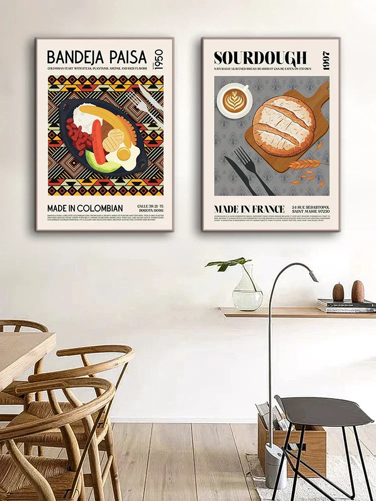 Beige kimchi illustration world cuisine canvas print for kitchen