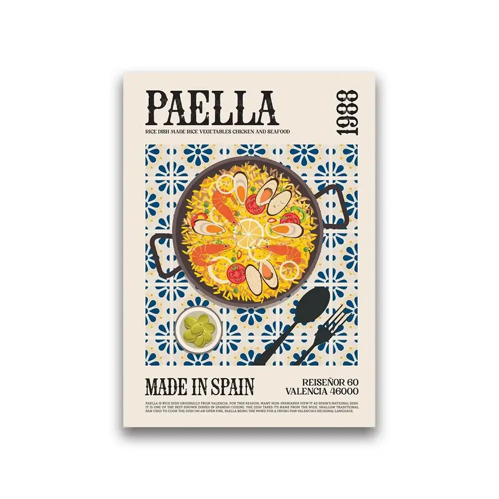 Vintage tapas world cuisine canvas kitchen wall art