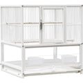 White wrought iron bird cage double door living room pet habitat