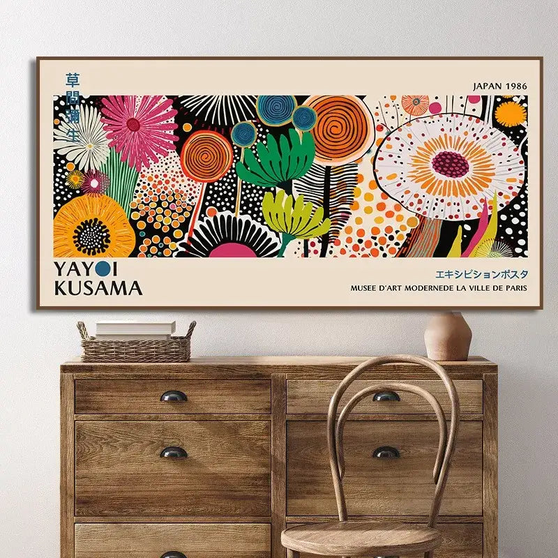 Vibrant polka dot yayoi kusama flower postcard set living room wall art