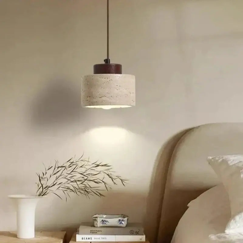 Retro off white stone led pendant – dining room chandelier