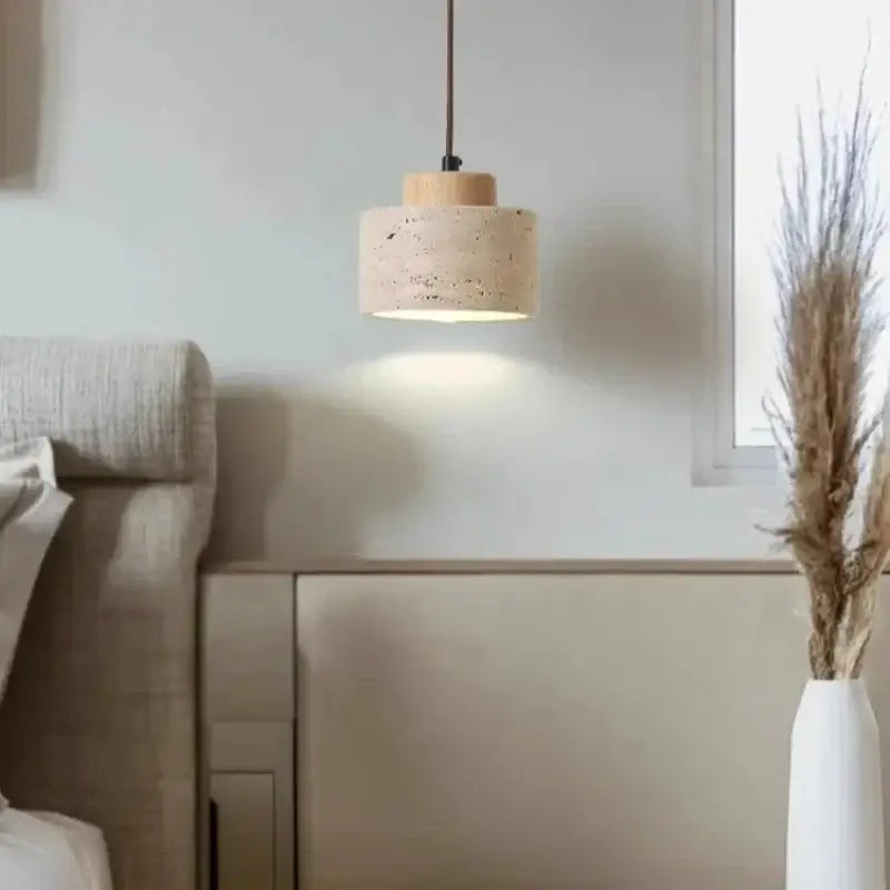 Retro off white stone led pendant – dining room chandelier