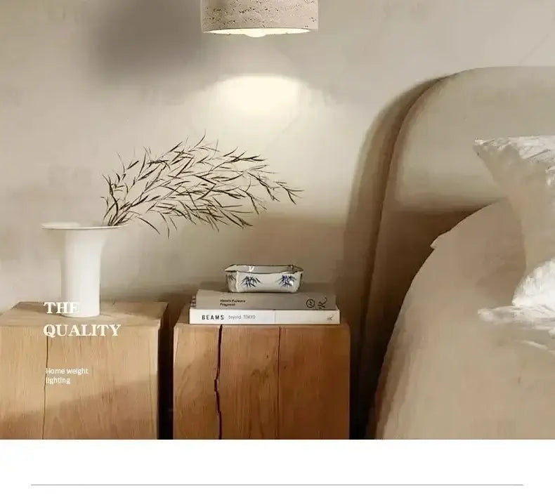 Retro off white stone led pendant – dining room chandelier