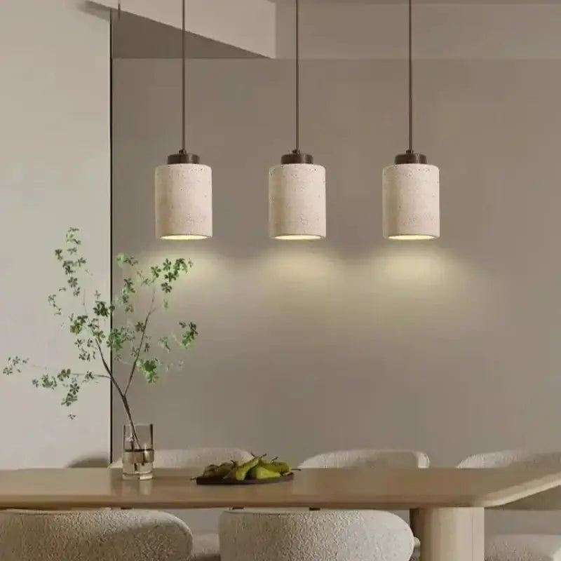 Retro off white stone led pendant – dining room chandelier