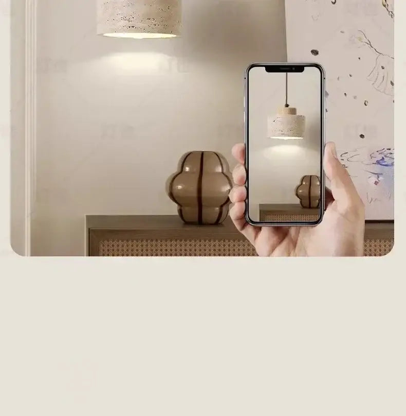 Retro off white stone led pendant – dining room chandelier