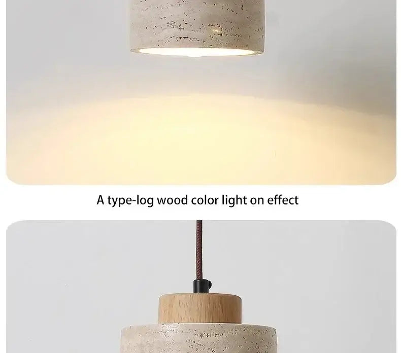 Retro off white stone led pendant – dining room chandelier