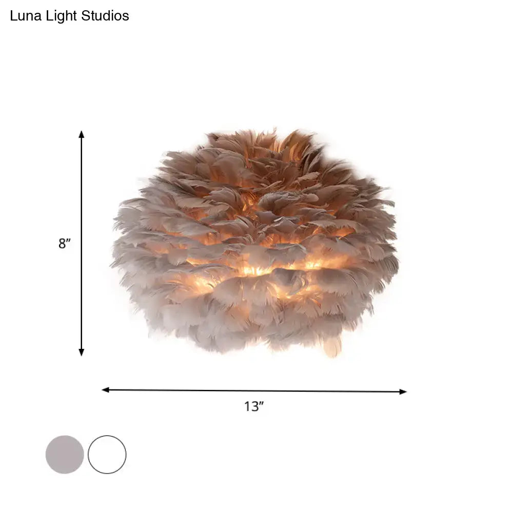 Designer feather white & grey wall sconce bedroom wall lamp