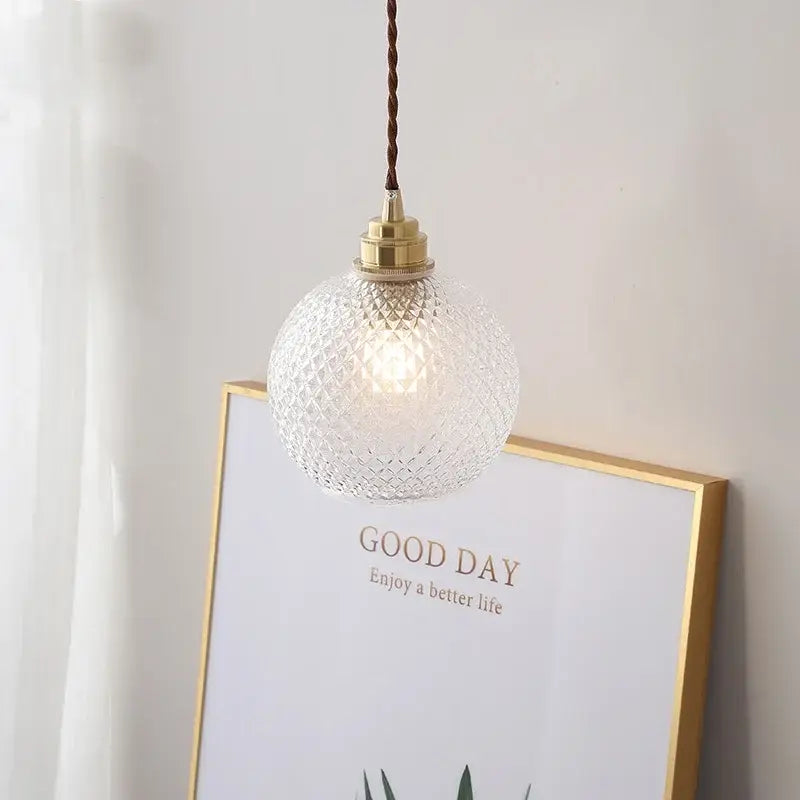 DecorBites™ Glass Globe LED Pendant Light Fixture for Porch Kitchen Aisle, Adjustable Hanging Lamp