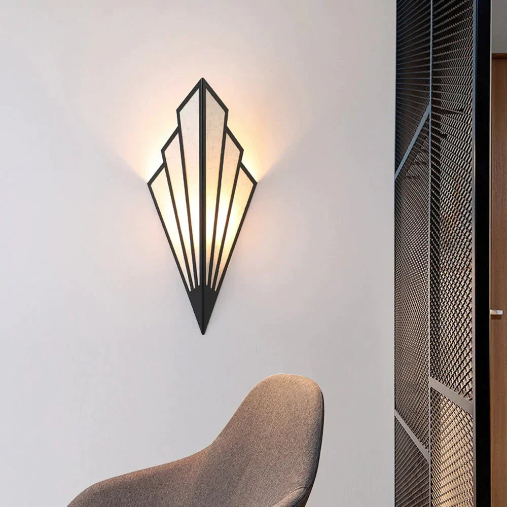 Art deco gold diamond shape modern wall light for bedroom