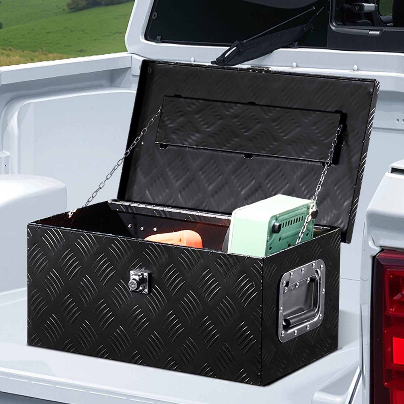 20"x12"x9.5" Heavy Duty Aluminum Truck Bed Tool Box for Pickup RV Black