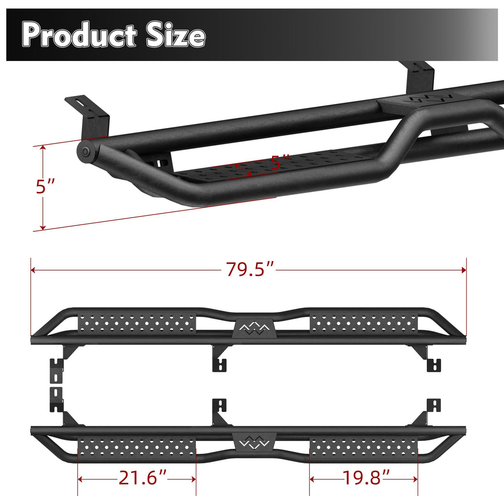 Running Boards For 05-23 Toyota Tacoma Double / Crew Cab Drop Side Steps Bar