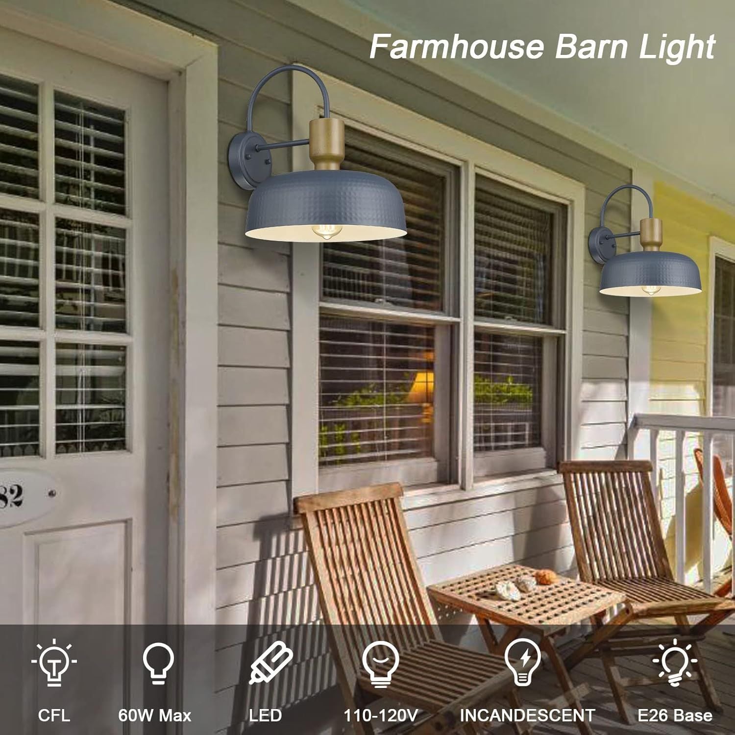 Outdoor Gooseneck Barn Light – Blue