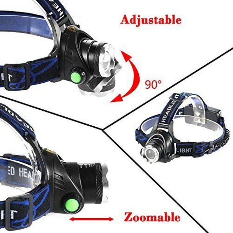 Super Bright 9900000LM Rechargeable Headlamp LED Headlight Head Torch Flashlight