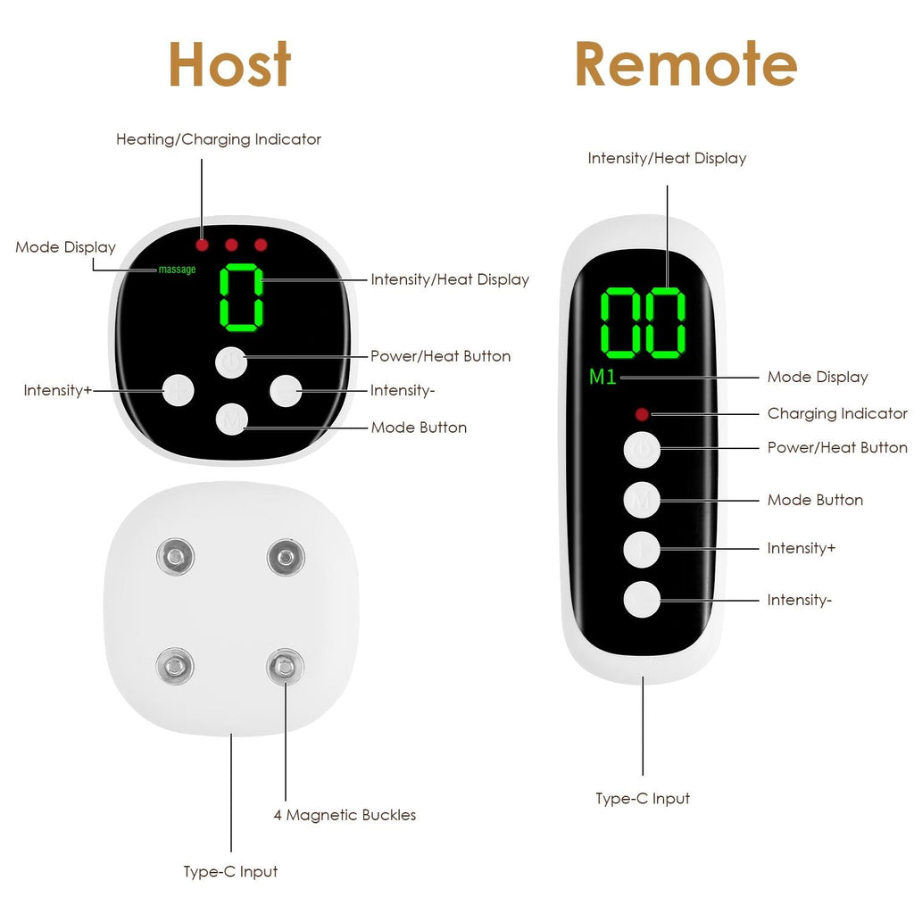 EMS Lower Back Massager Heating Pad Cordless Heating Pad for Back Belly Waist with Remote Magnetic Host 8 Modes 19 Intensity Levels 3 Heating Levels