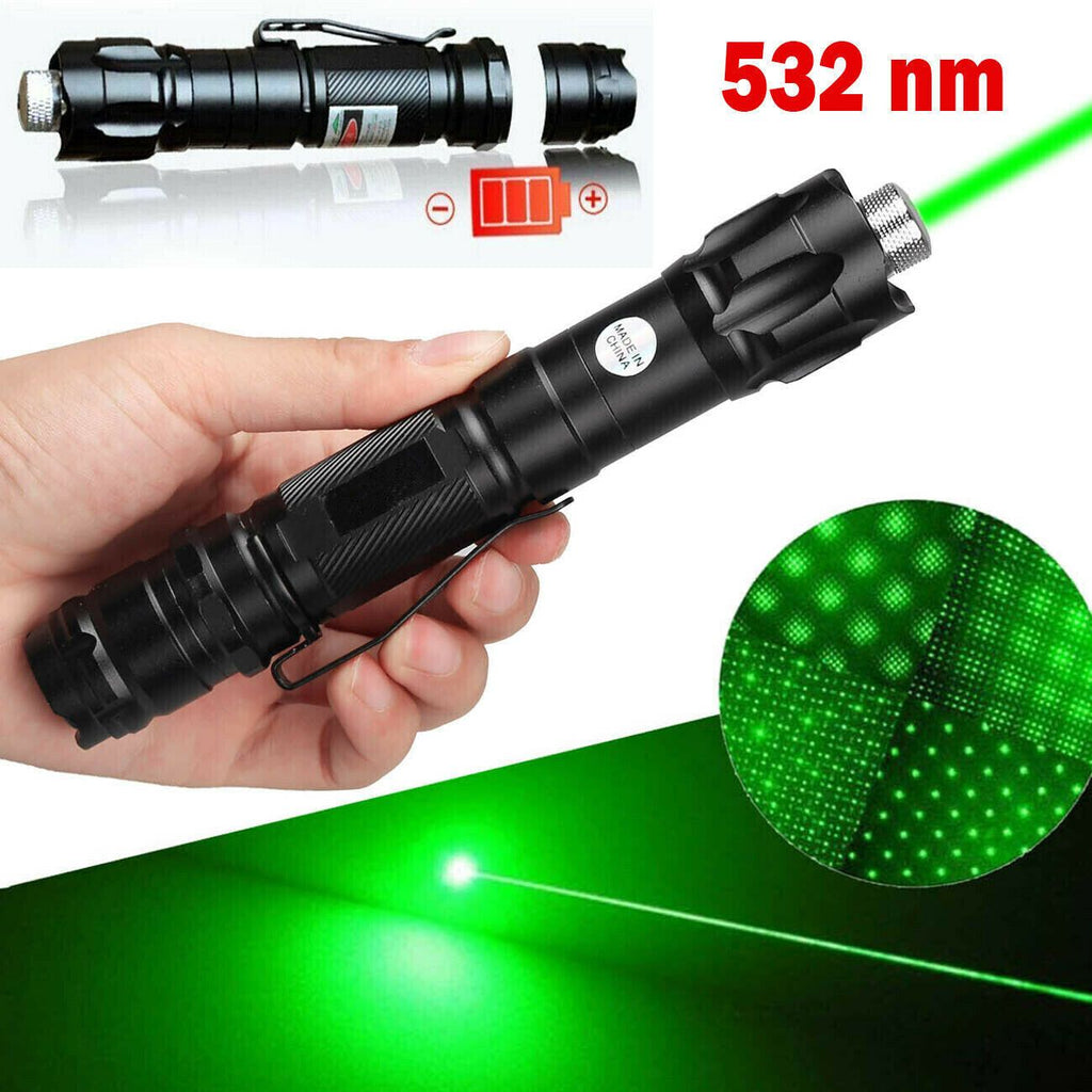Green Laser Pointer Pen Astronomy Star Visible Beam Lazer+Battery+Charger