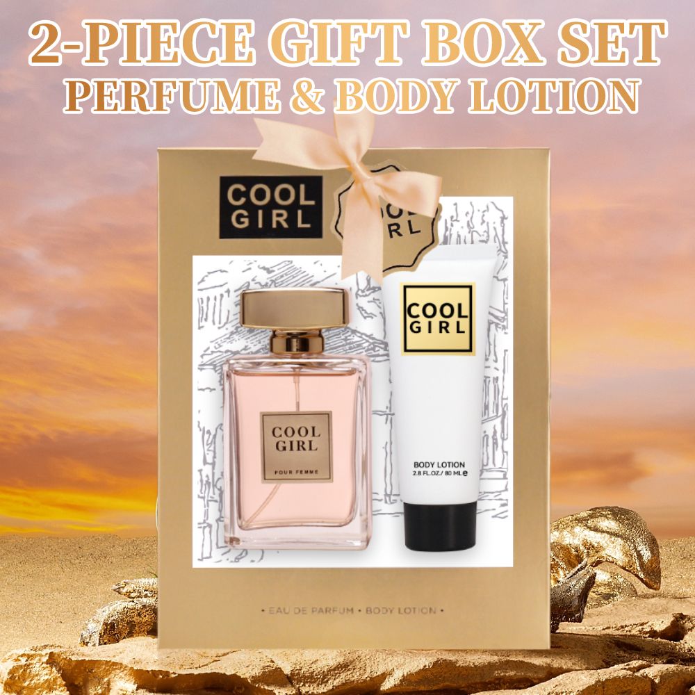 2-piece set, women's perfume spray and body lotion gift box, lasting fragrance, aldehydes, jasmine, ylang, orange blossom, bergamot, lemon flavor, very suitable for holiday gifts, dates, parties