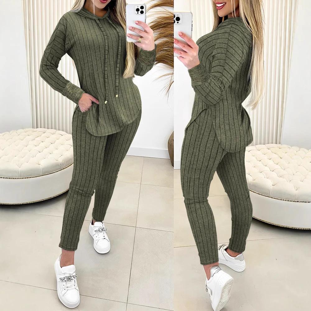 Comfort And Casual Top Long Coat Casual Suit 2-piece Set