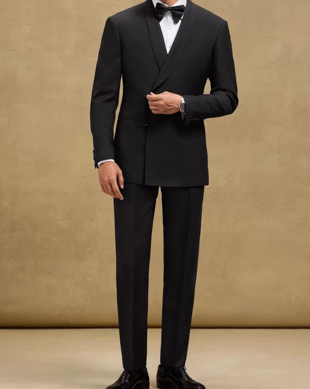 Men's Retro Solid Color Collar Two-piece Suit