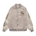 Vintage Flame Embroidered Jacket Jacket Baseball Uniform