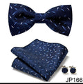 Men's Formal Bow Tie Handkerchief and Cuff links Set