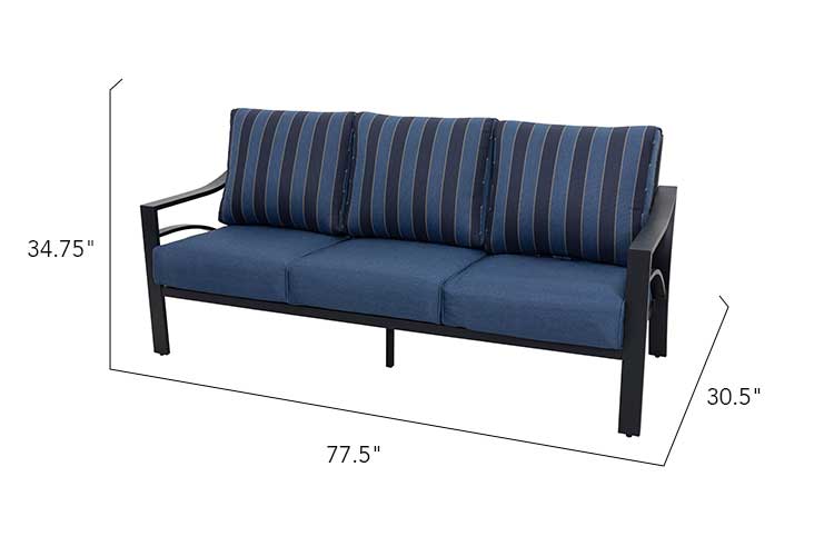 Jarvis 2-Piece Aluminum Sofa Set with Coffee Table