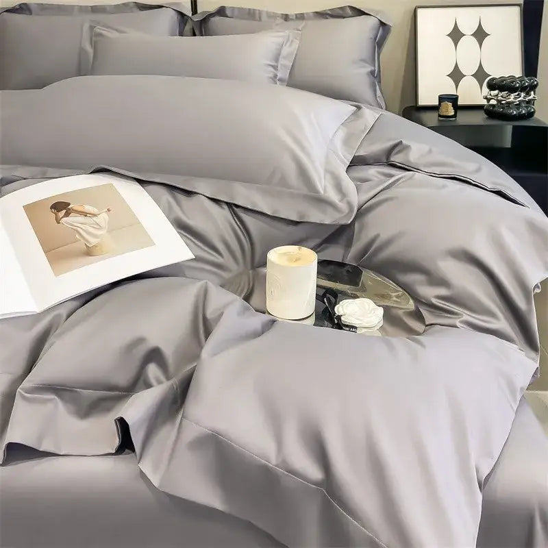 Blush pink 1000tc egyptian cotton satin duvet set bedroom bedding