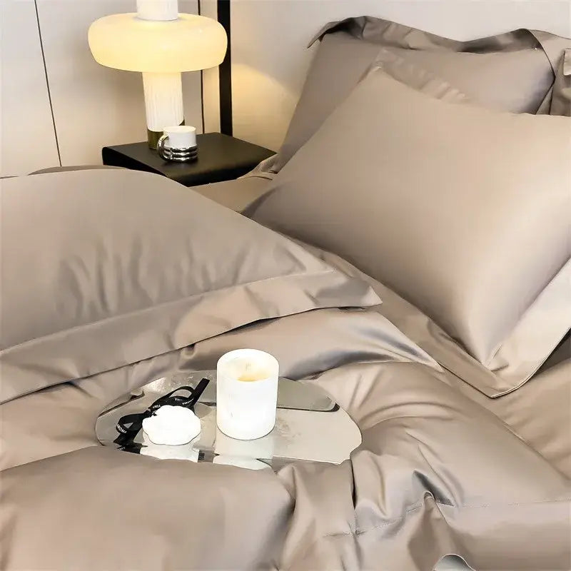 Blush pink 1000tc egyptian cotton satin duvet set bedroom bedding
