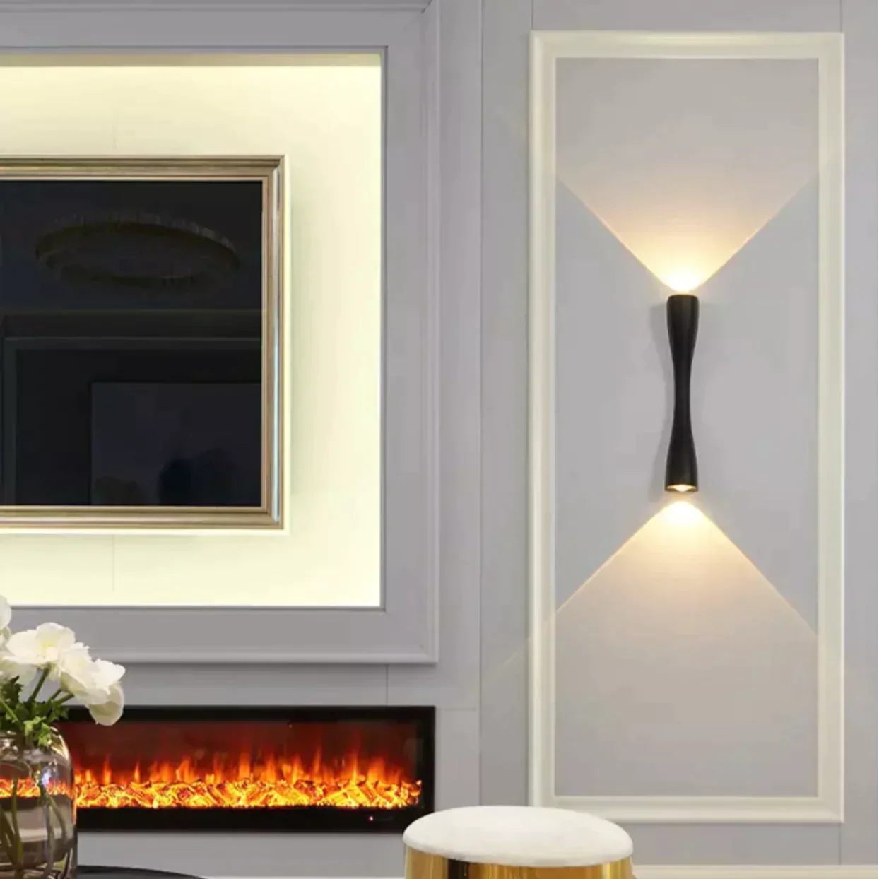 Modern black curved wall sconce outdoor waterproof porch light